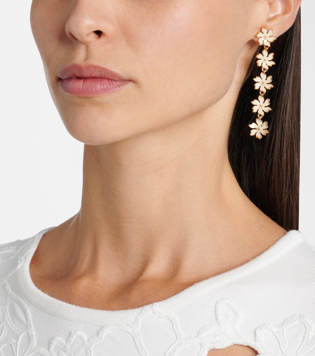 Floral enamel drop earrings | Oscar de la Renta