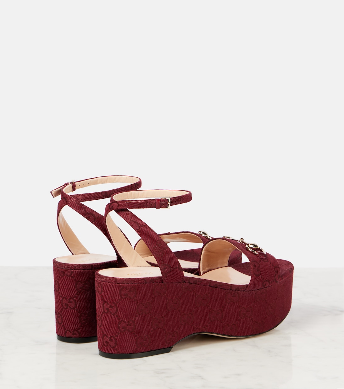 Lady Horsebit GG Canvas wedge sandals | Gucci