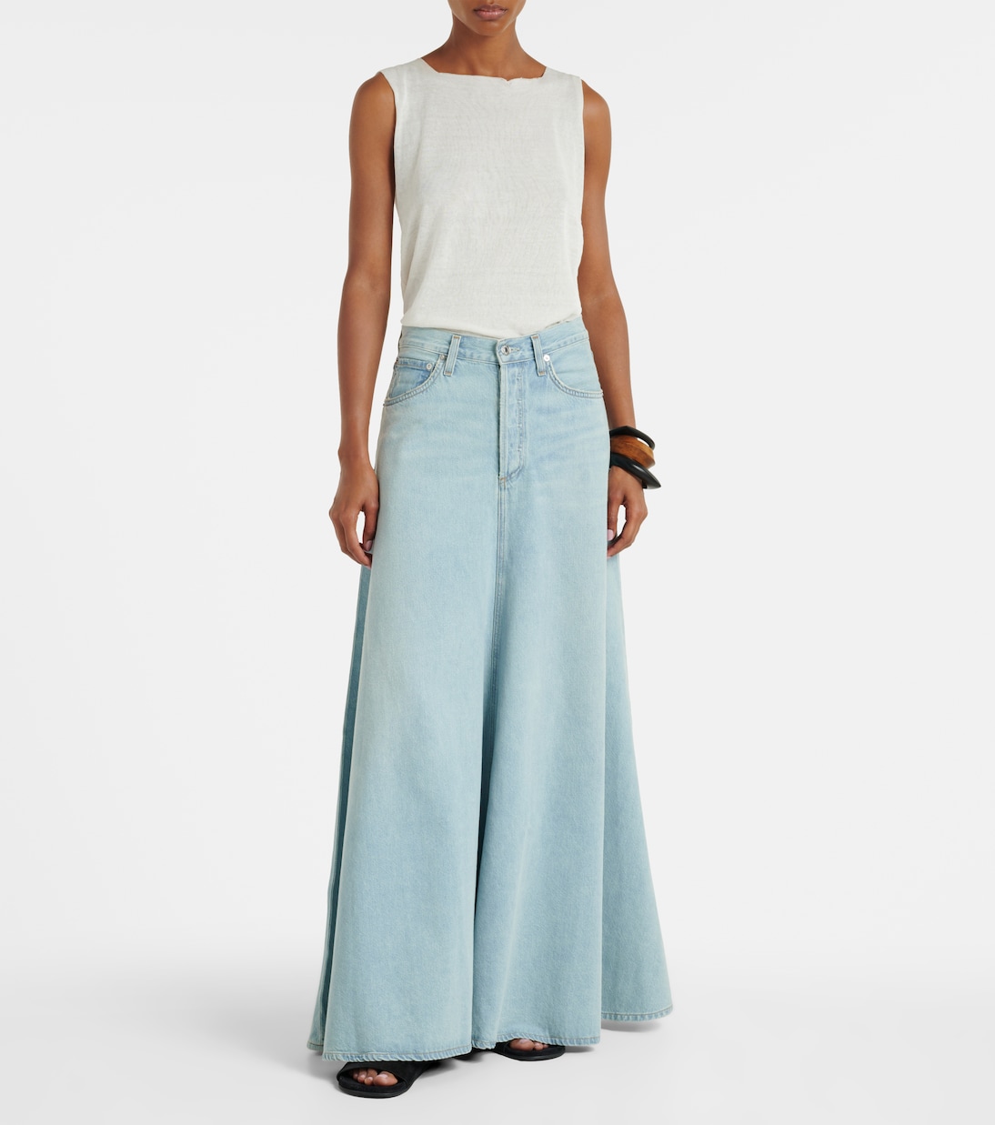 Odin mid-rise denim maxi skirt | Agolde