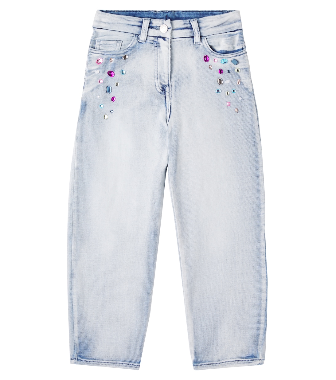 Crystal-embellished wide-leg jeans | Monnalisa