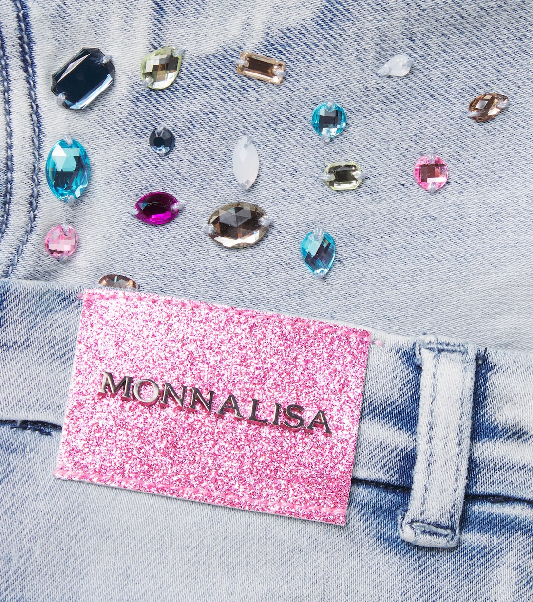 Crystal-embellished wide-leg jeans | Monnalisa