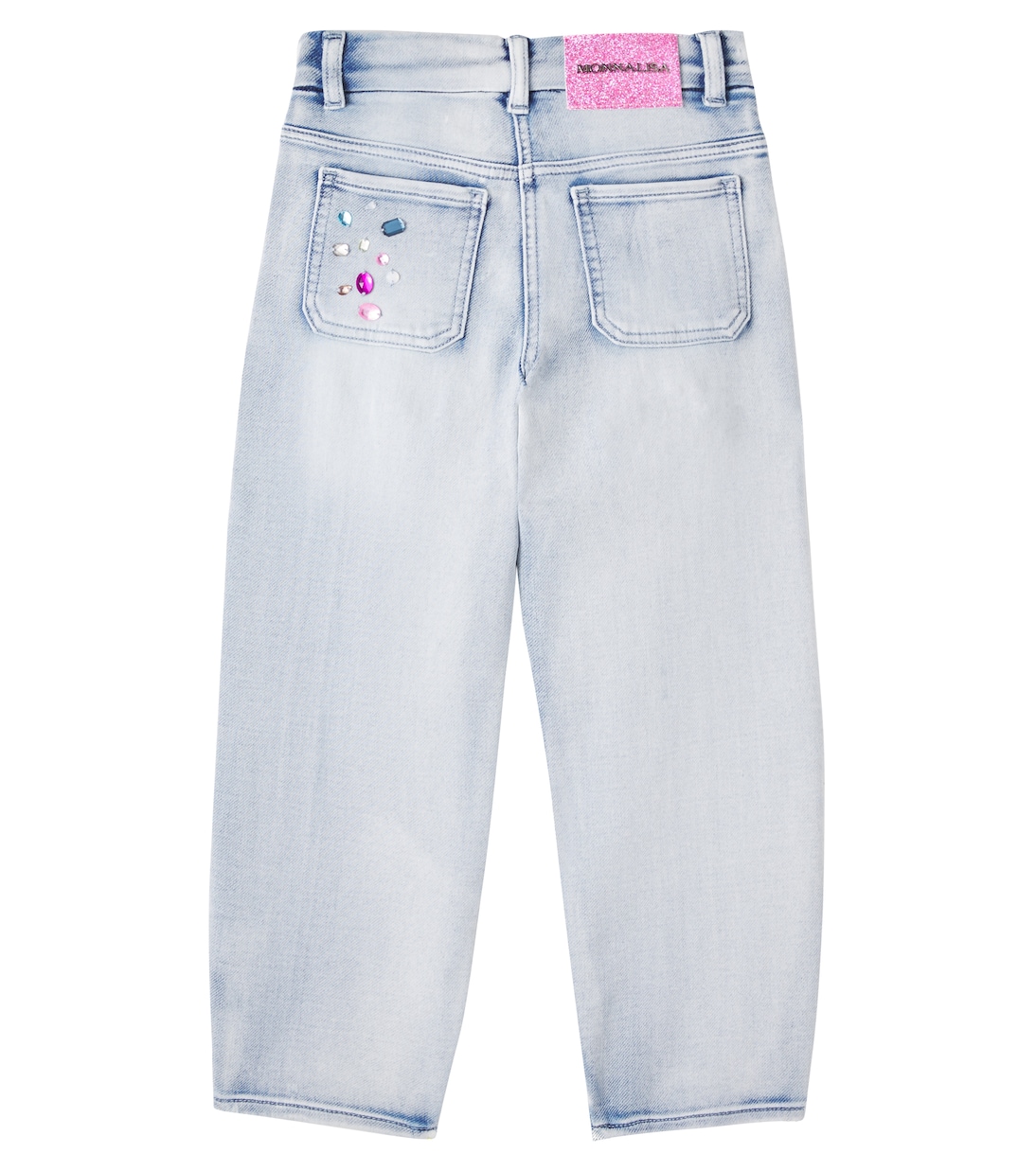 Crystal-embellished wide-leg jeans | Monnalisa