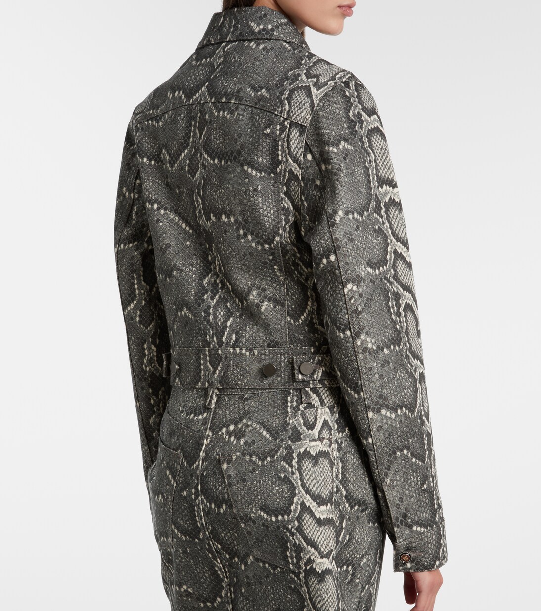 Bronte snake-print cropped denim jacket | Gabriela Hearst