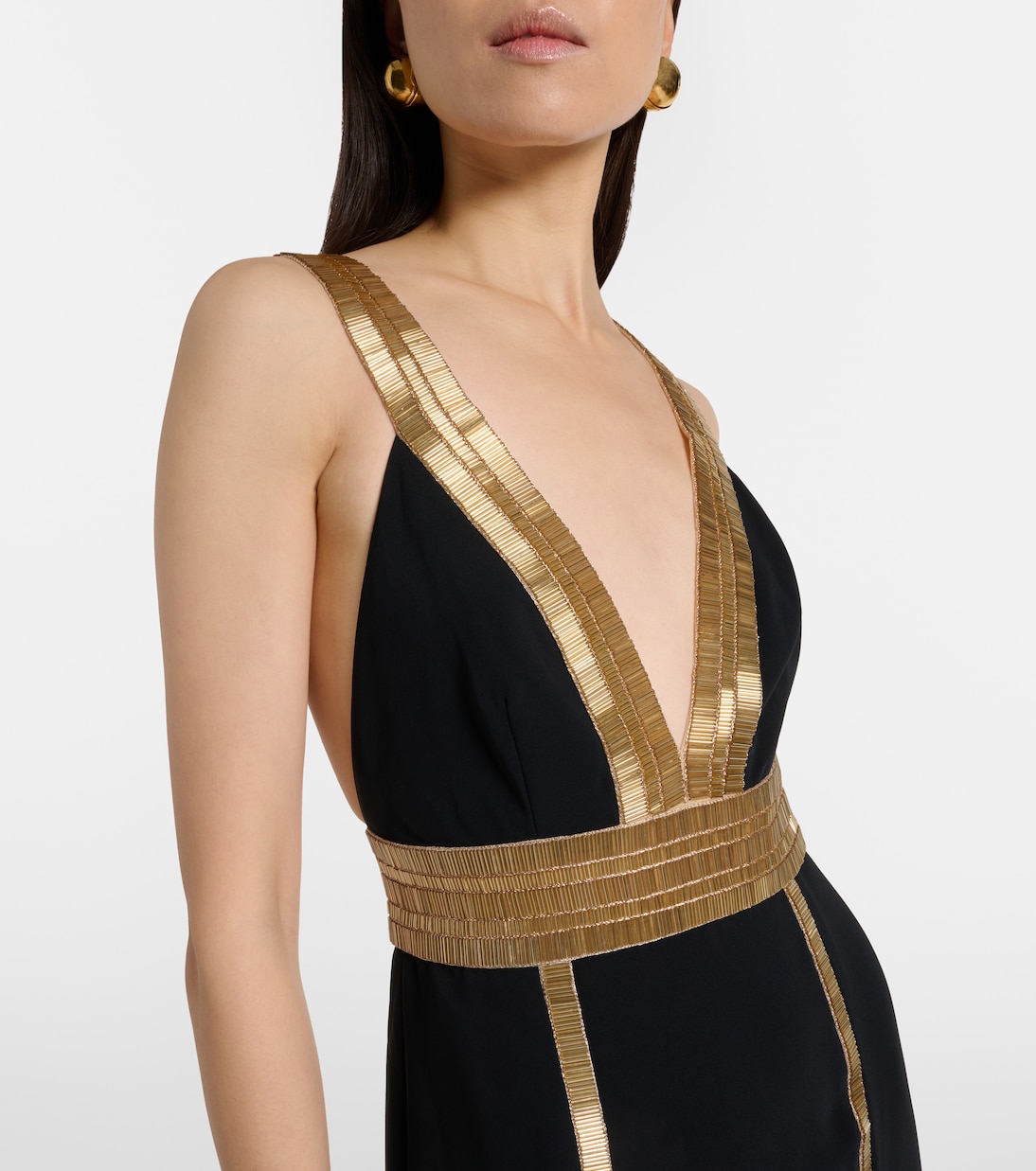 Robe longue en velours à ornements | Costarellos