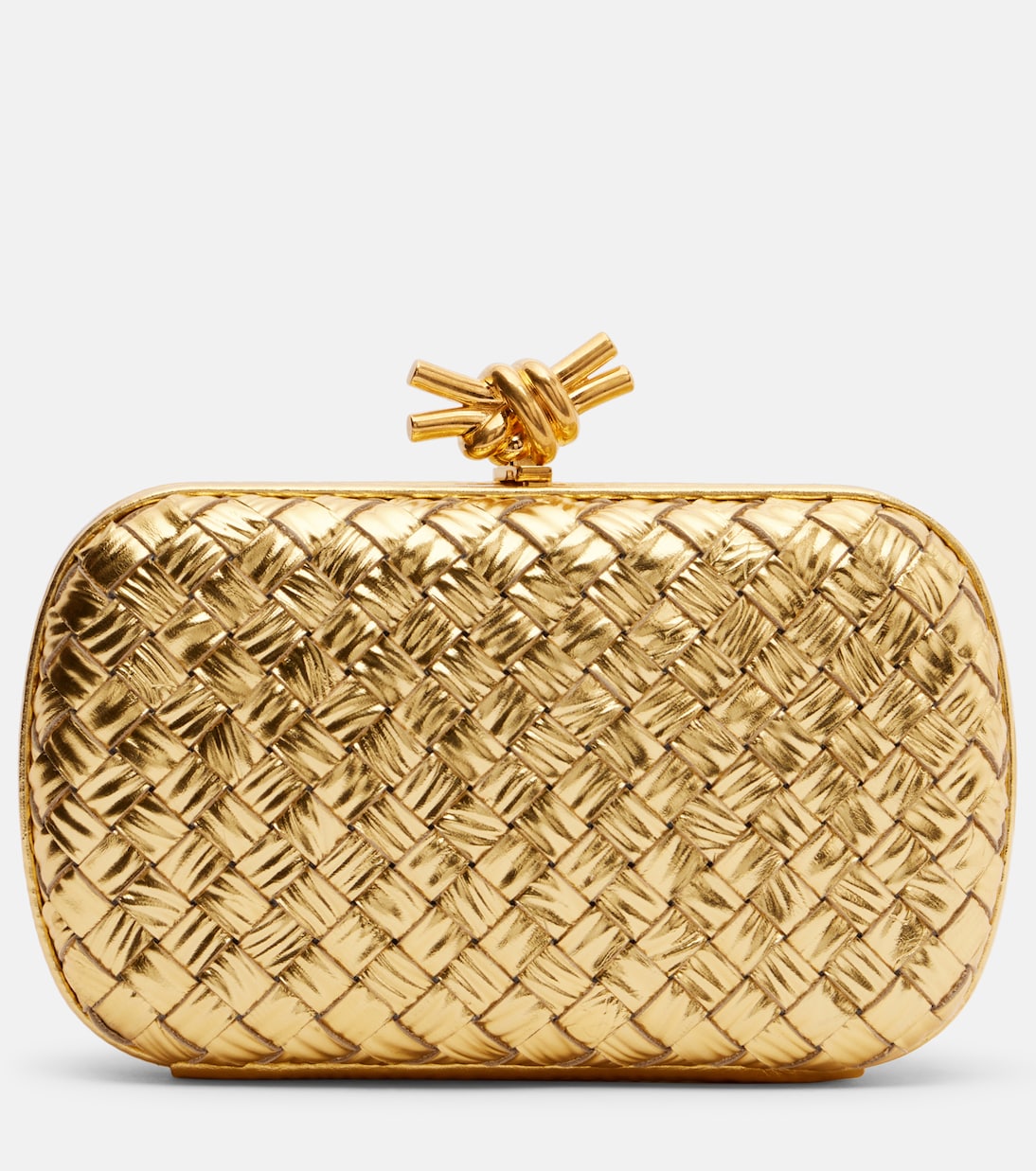 Knot Intreccio metallic leather clutch | Bottega Veneta