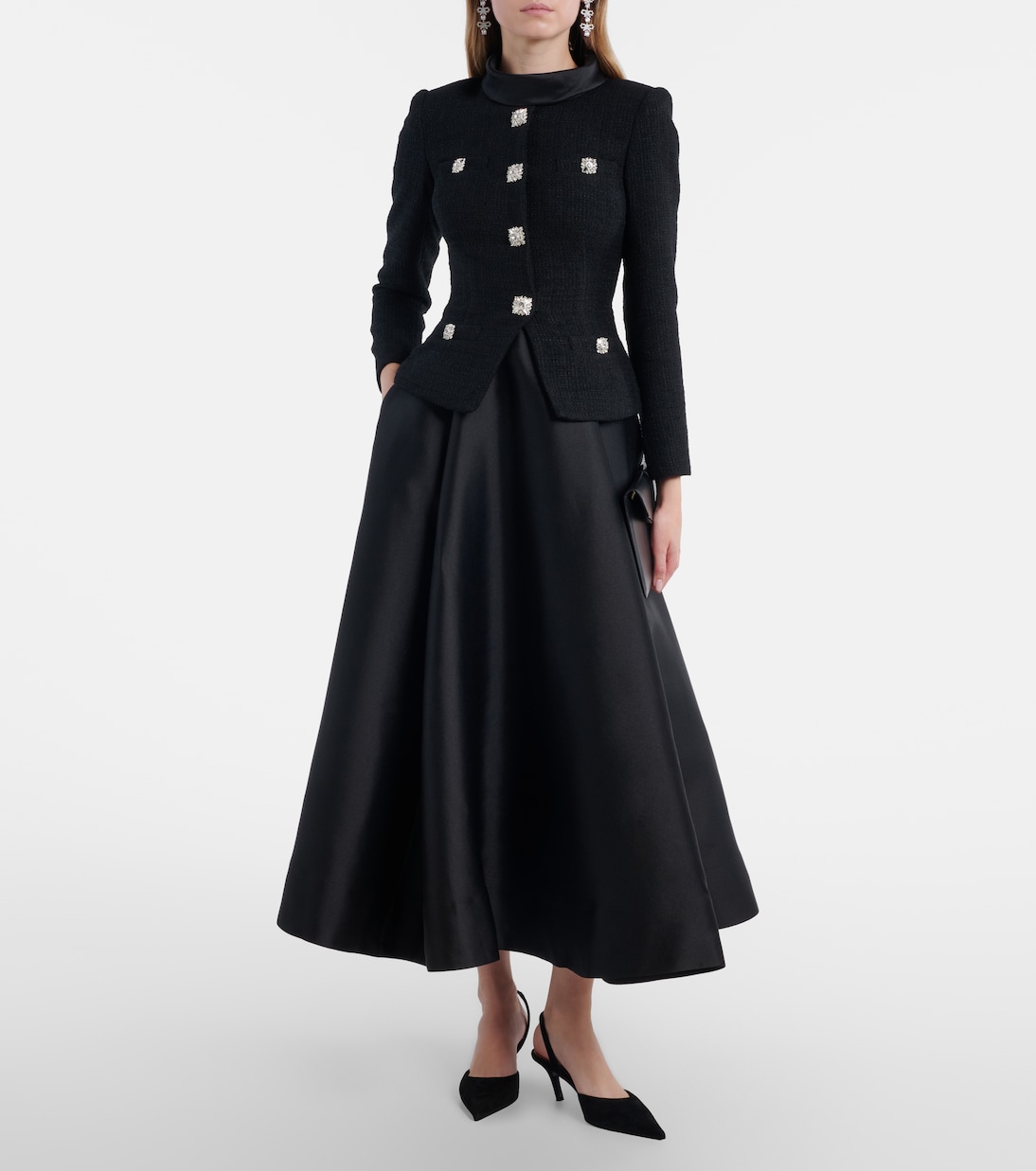 Bouclé taffeta midi dress | Self-Portrait