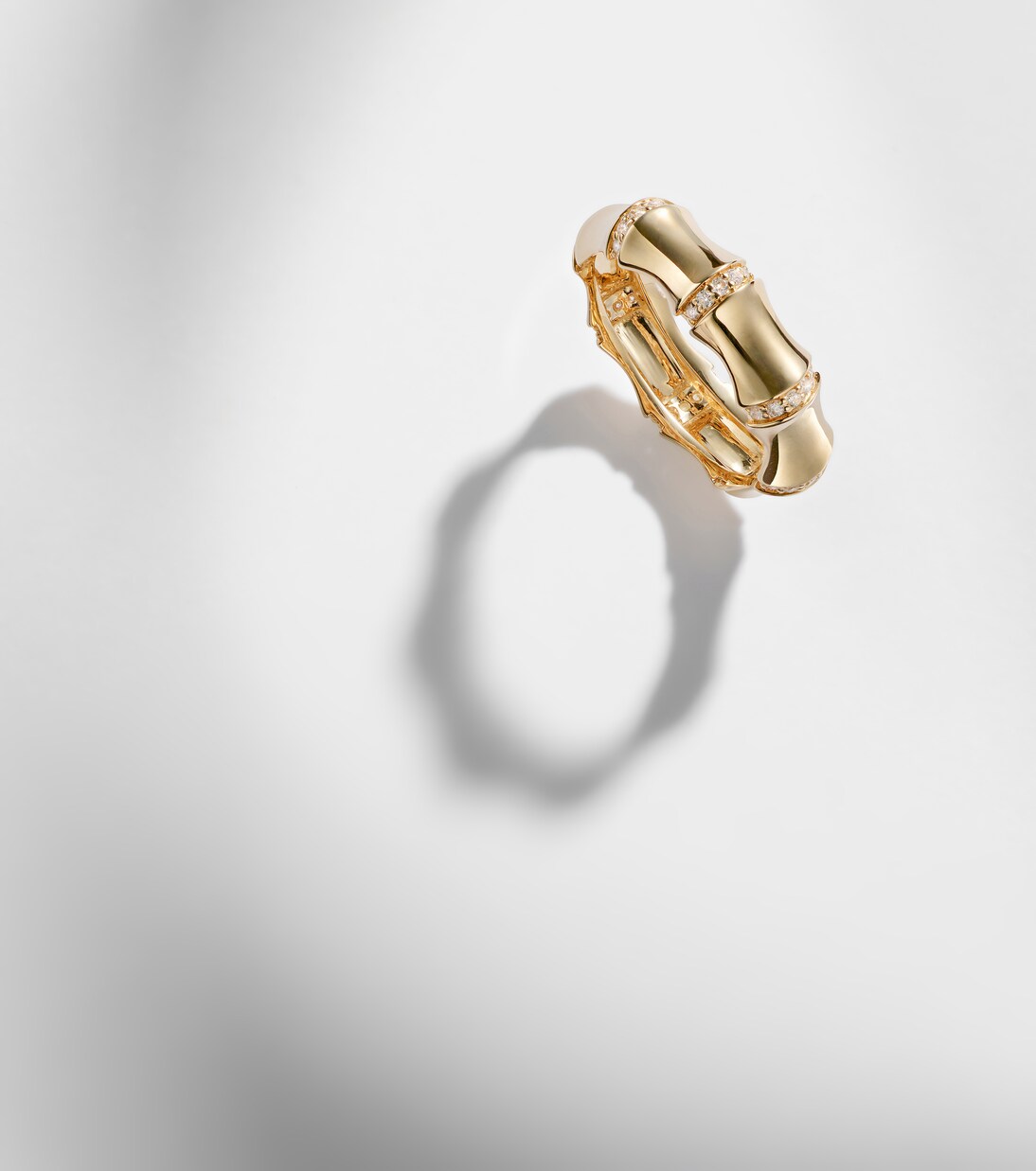 Bamboo Resort 14kt gold (585/1000) ring with diamonds | Stone and Strand