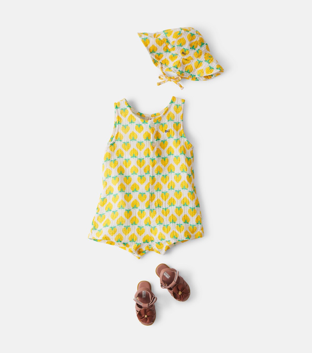 Baby Strawberry printed cotton bodysuit and hat | Bobo Choses