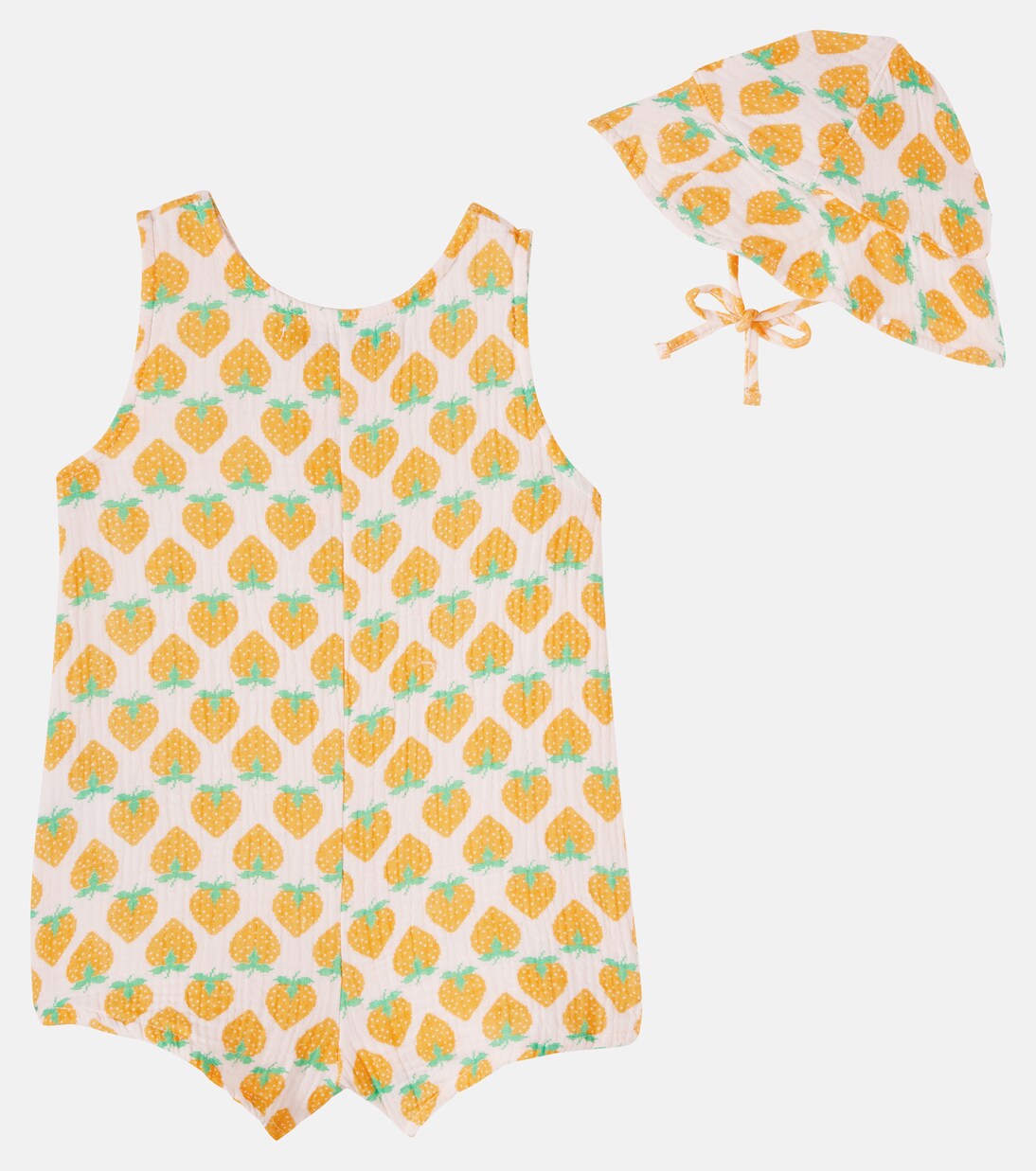 Baby Strawberry printed cotton bodysuit and hat | Bobo Choses