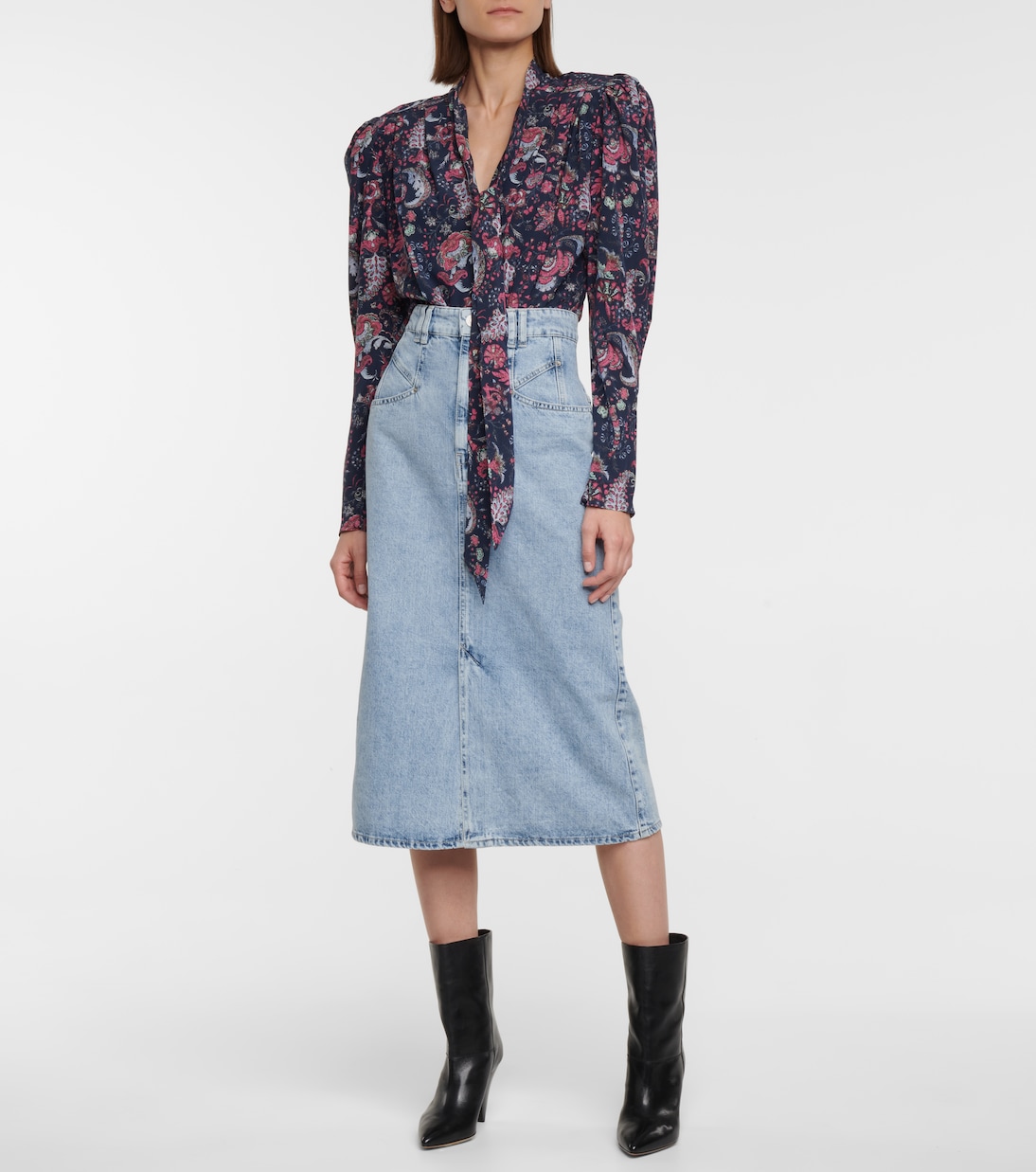 Falda vaquera midi Dipoma de tiro alto | Isabel Marant