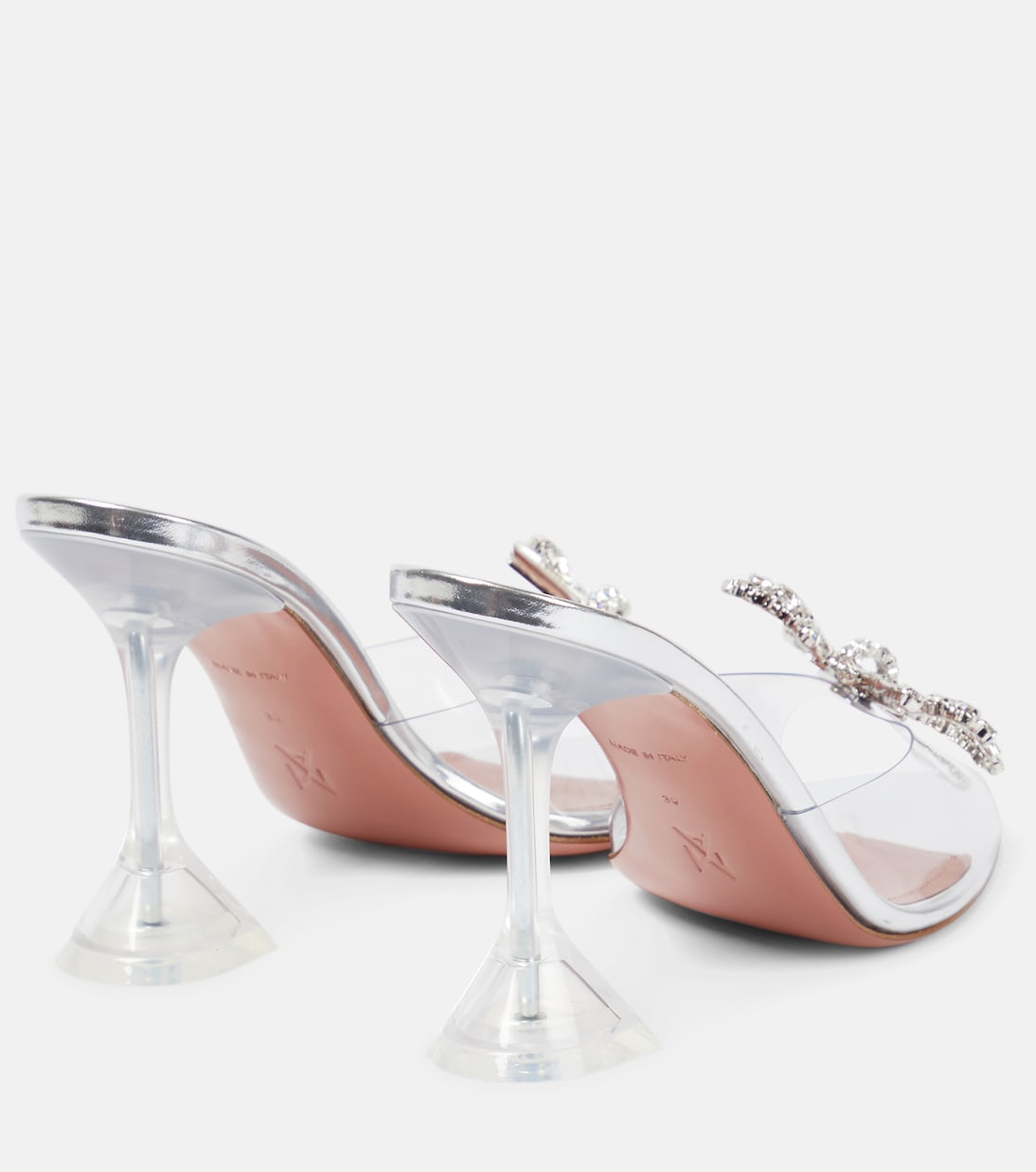 Amina muaddi begum glass transparent sandals on sale