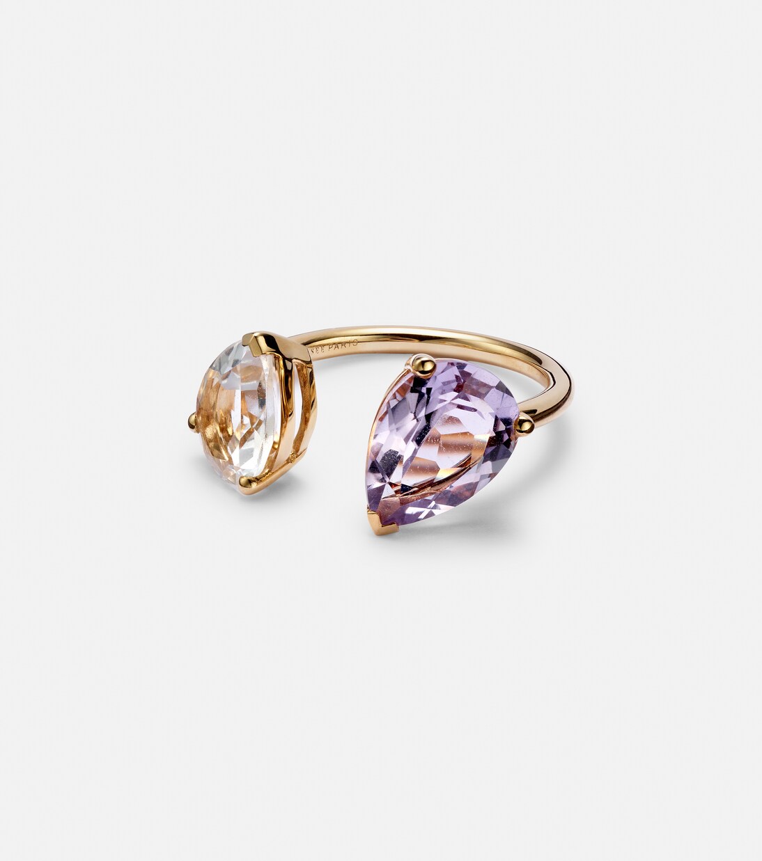 Anello Birthsone in oro 18kt con ametista e topazio bianco | Persée