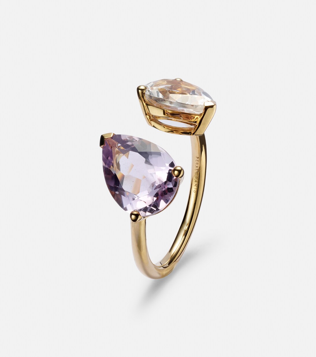 Anello Birthsone in oro 18kt con ametista e topazio bianco | Persée