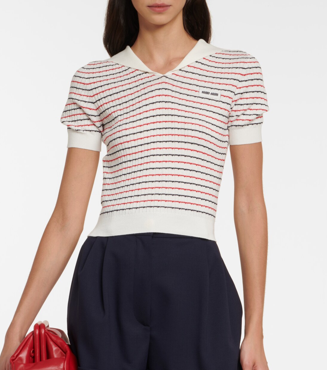 Pullover in cotone a righe | Miu Miu