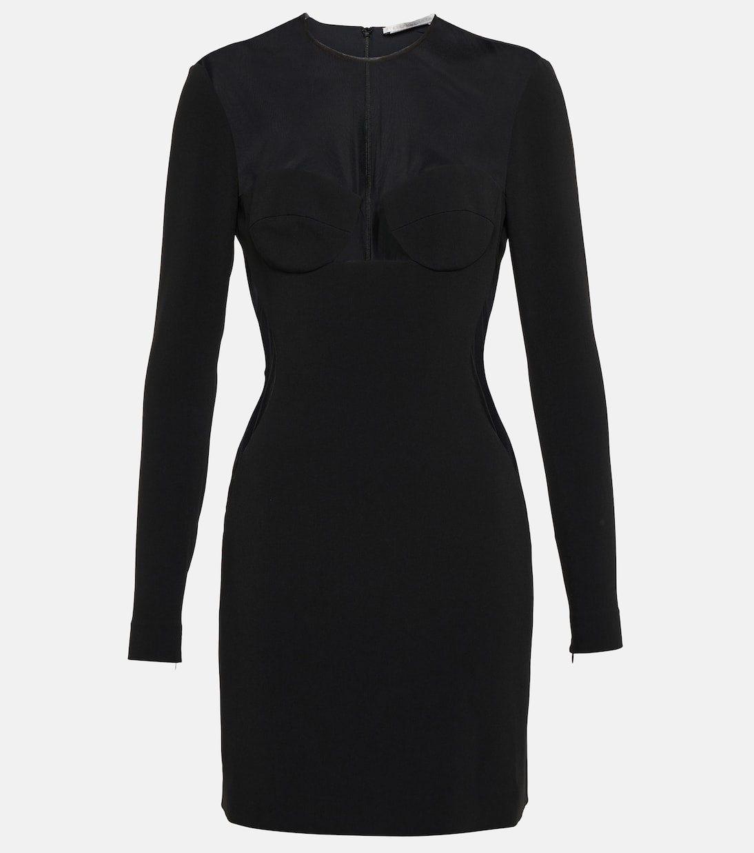 Vestido corto de crepé con malla | Stella McCartney