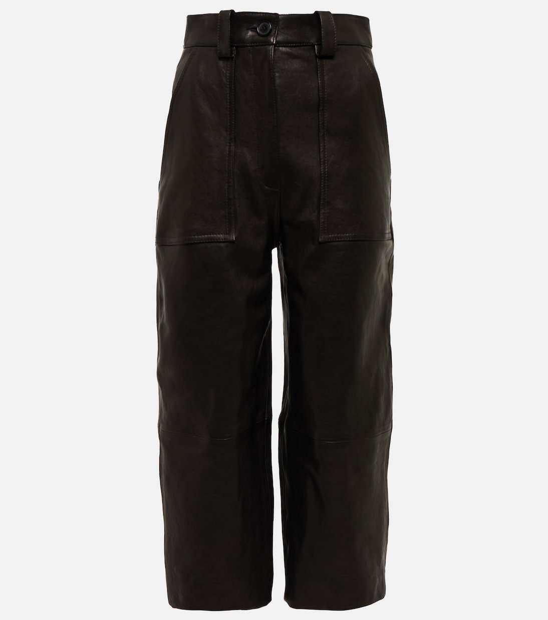 Pantaloni regular in pelle a vita alta | Khaite