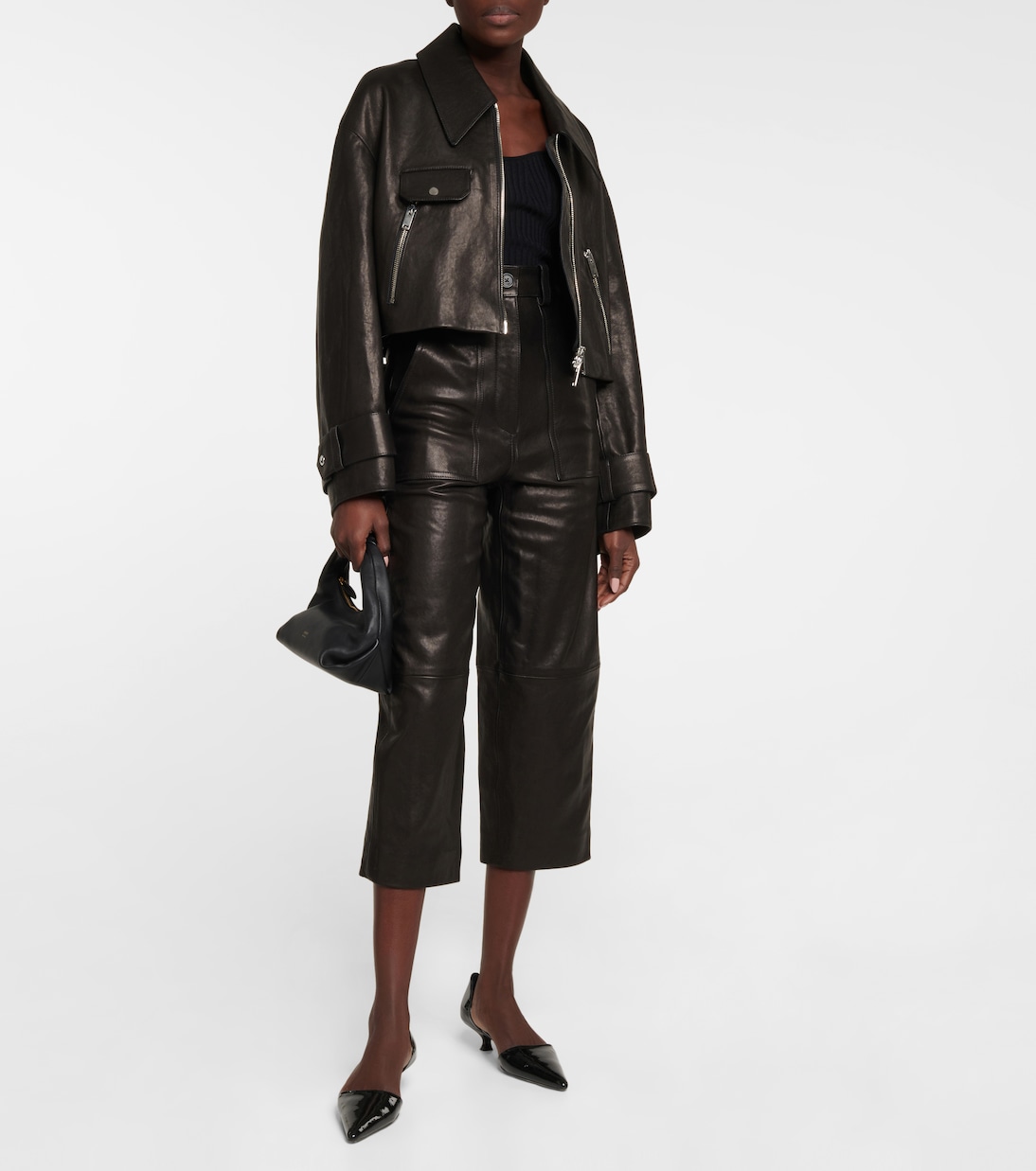 Pantaloni regular in pelle a vita alta | Khaite
