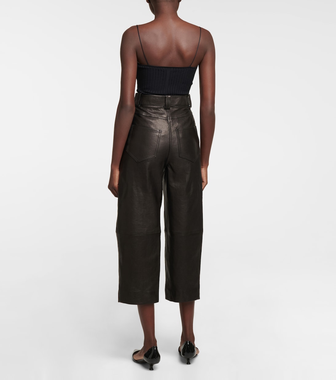 Pantaloni regular in pelle a vita alta | Khaite