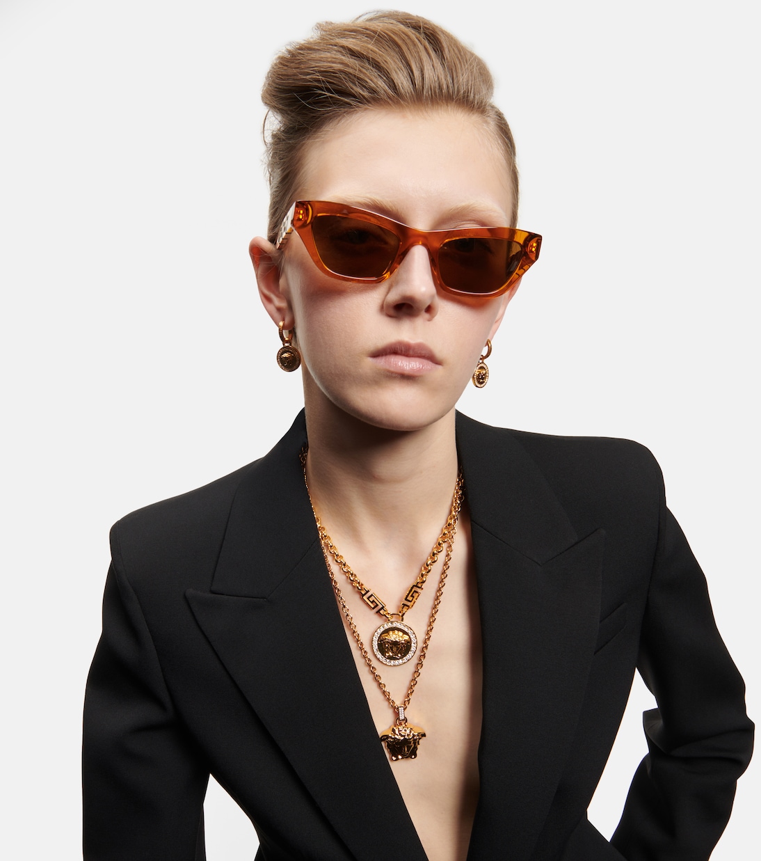 La Greca cat eye sunglasses in orange Versace Mytheresa