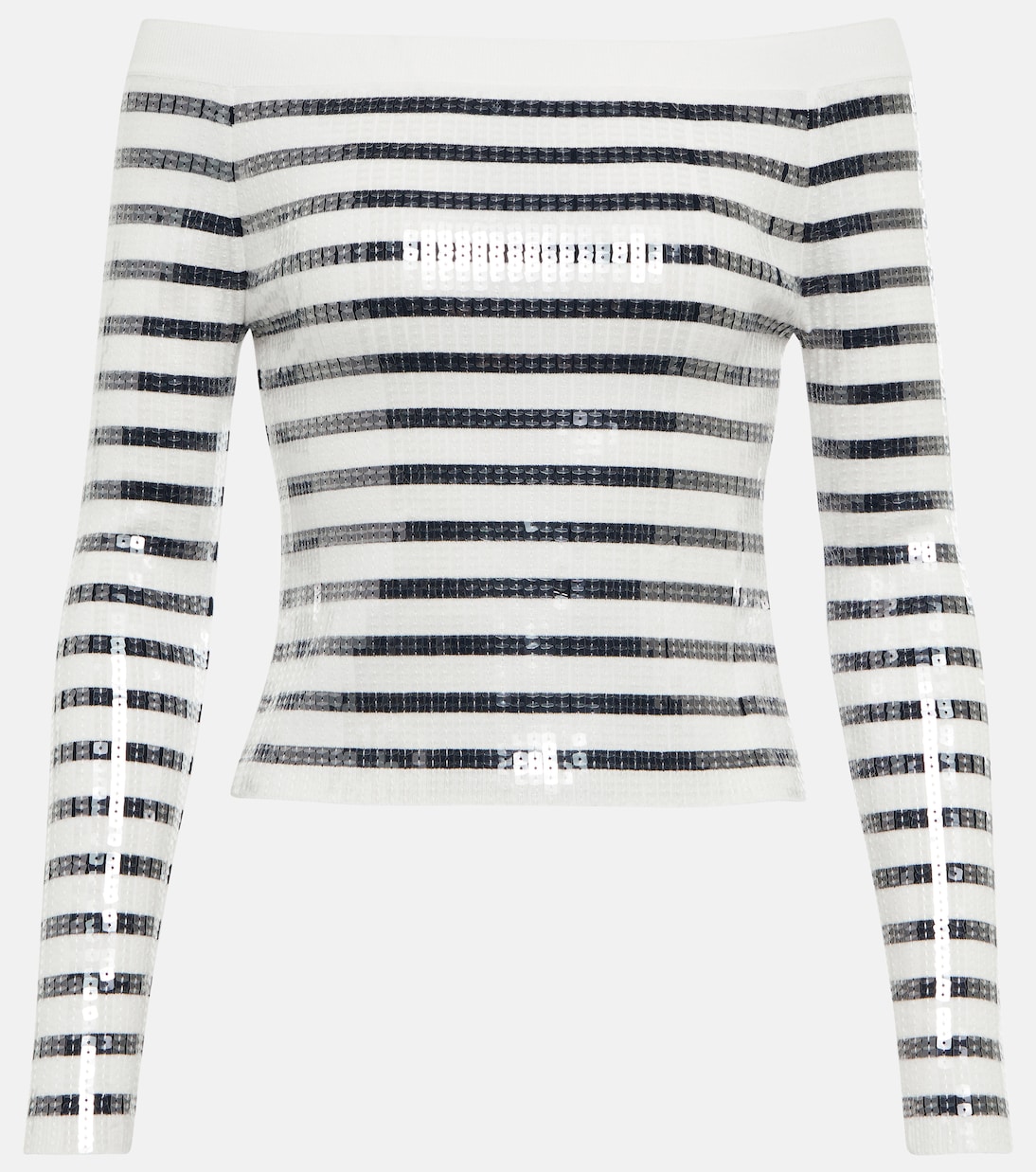 Sequined striped off-shoulder sweater | Jean Paul Gaultier