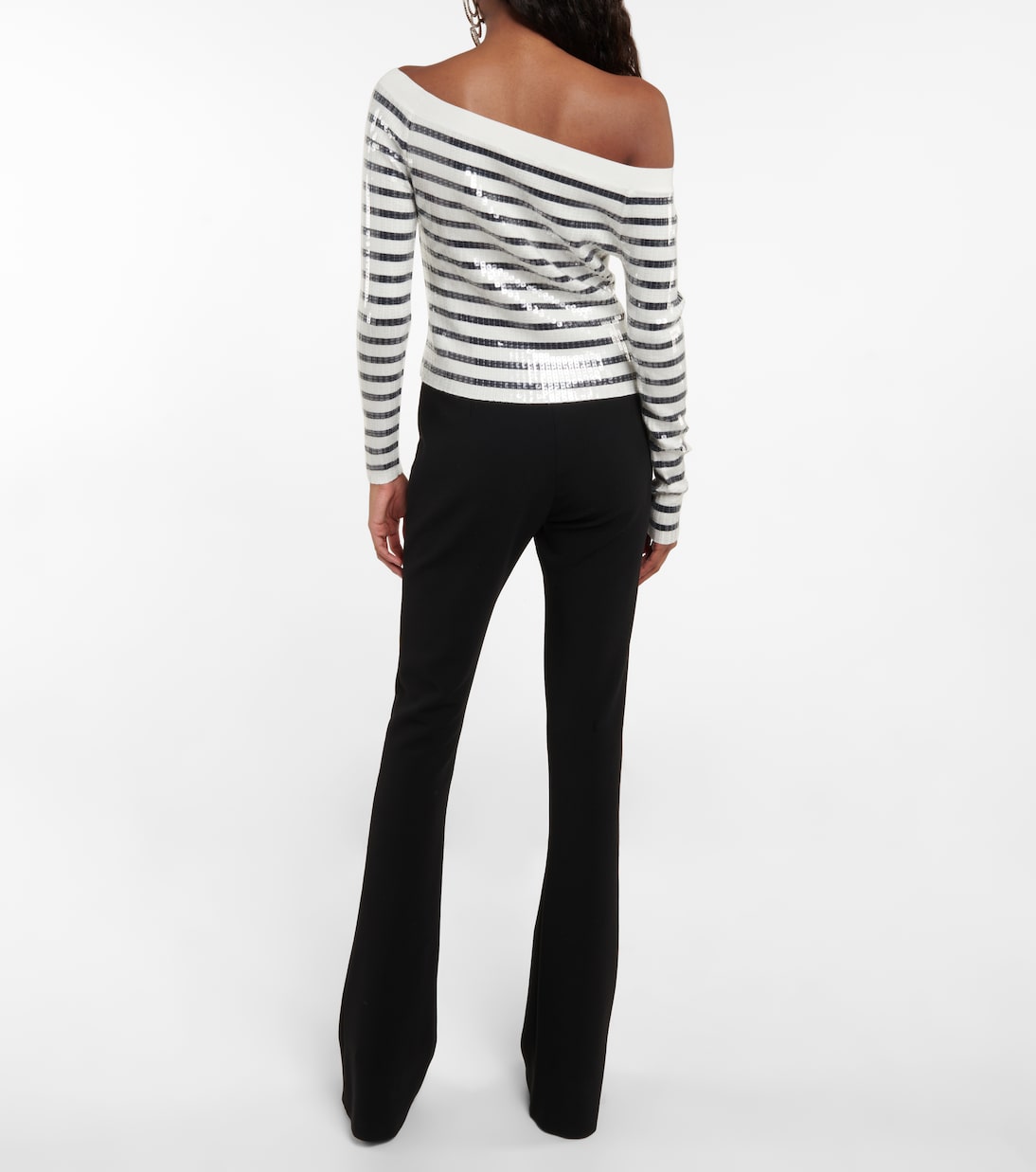 Sequined striped off-shoulder sweater | Jean Paul Gaultier