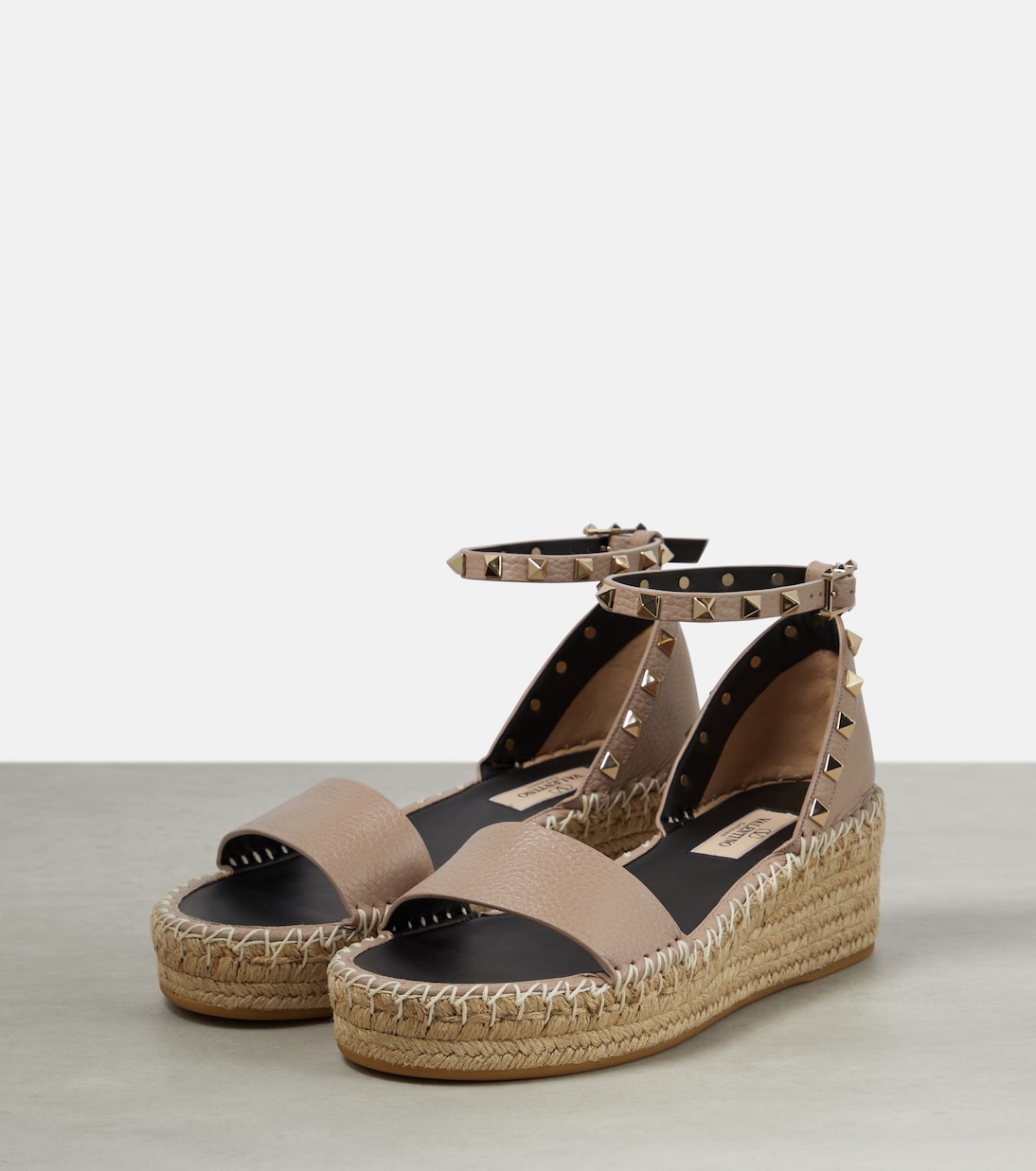 Espadrille-Sandalen Rockstud aus Leder | Valentino Garavani