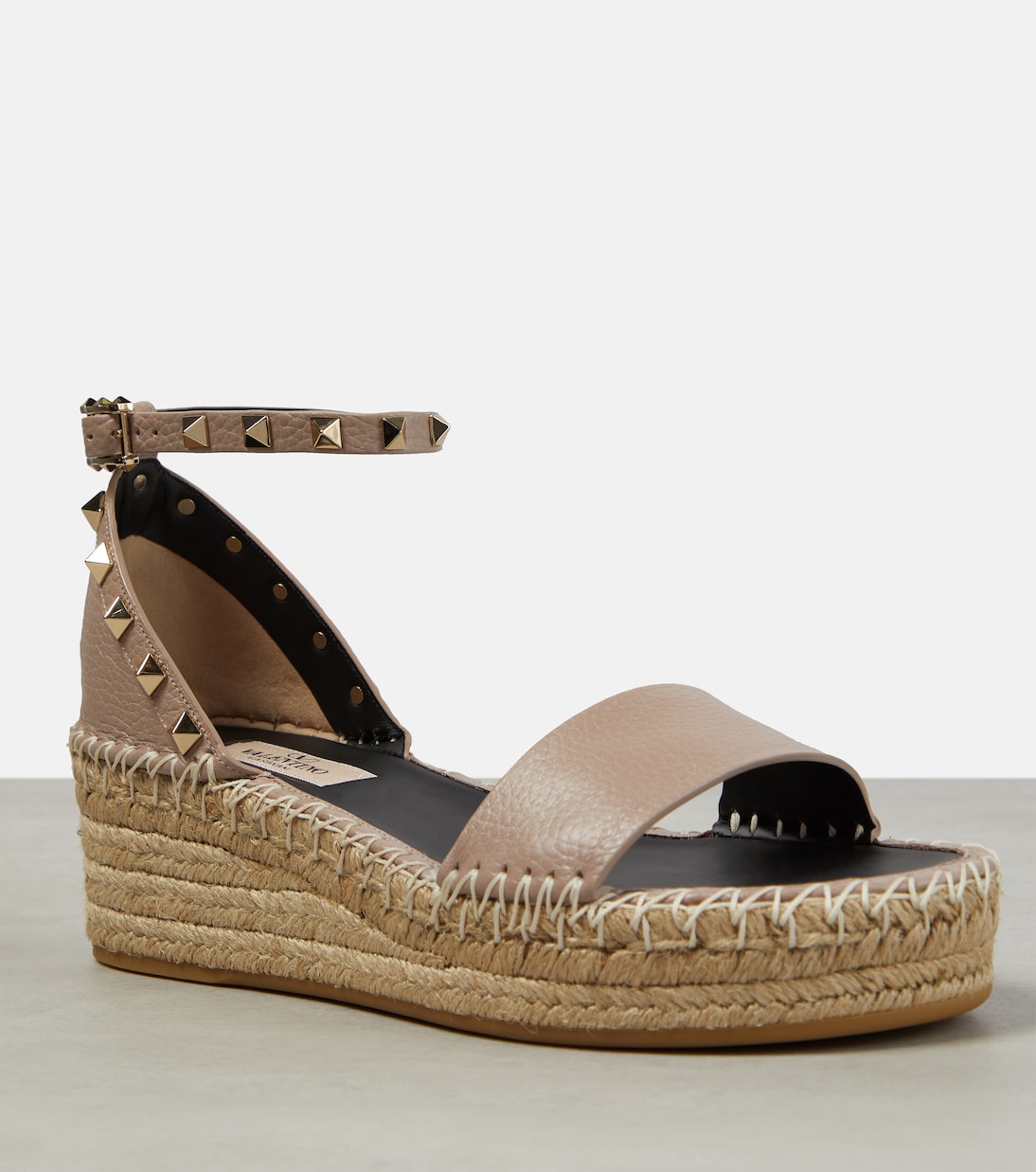 Espadrille-Sandalen Rockstud aus Leder | Valentino Garavani