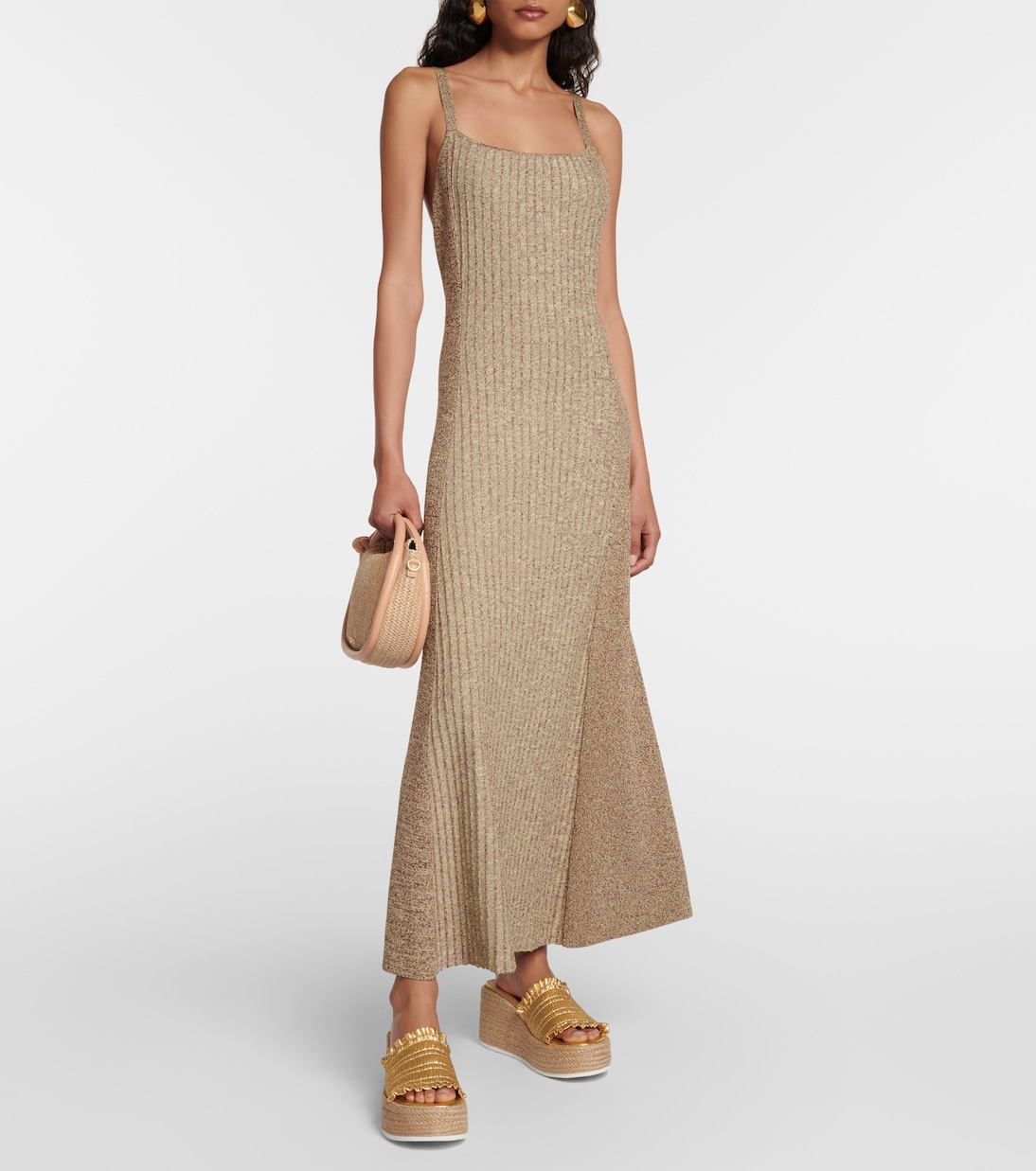 Abito midi in maglia a coste | Ganni