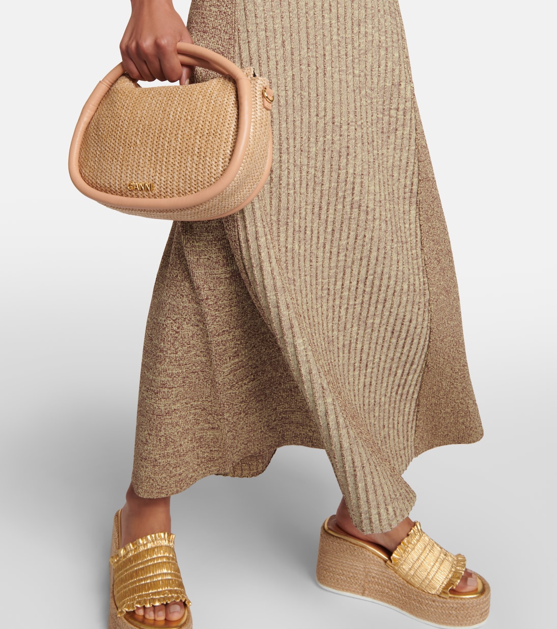 Abito midi in maglia a coste | Ganni