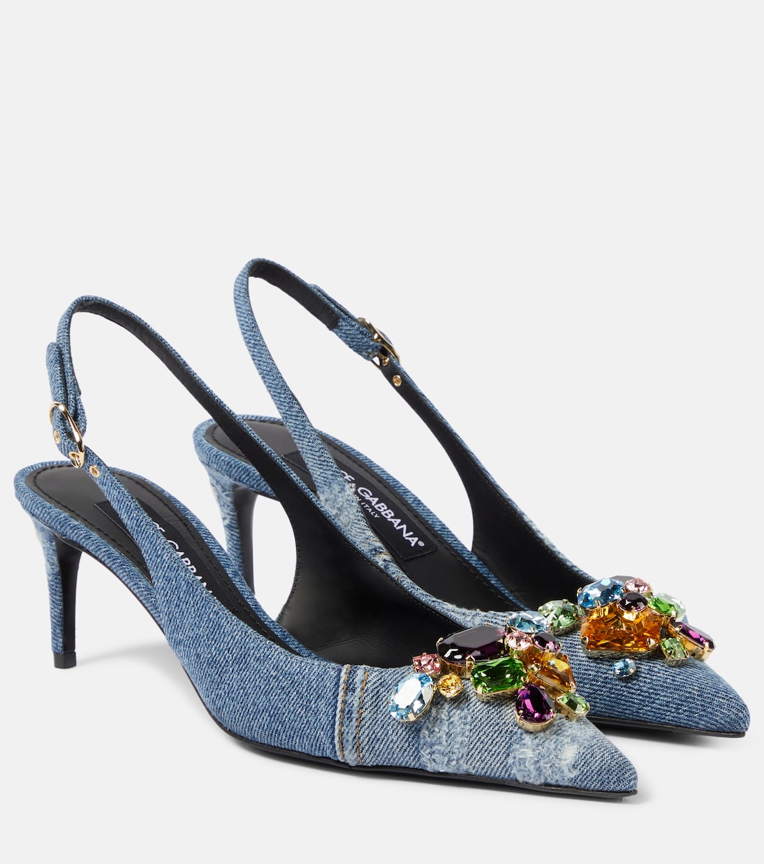 Verzierte Slingback-Pumps aus Denim | Dolce&Gabbana