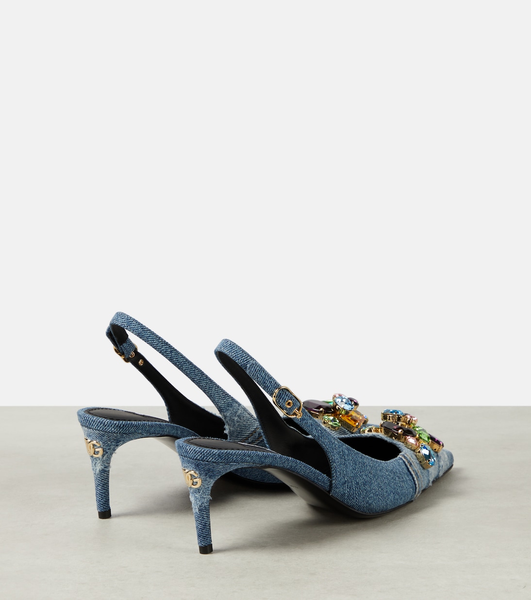 Verzierte Slingback-Pumps aus Denim | Dolce&Gabbana