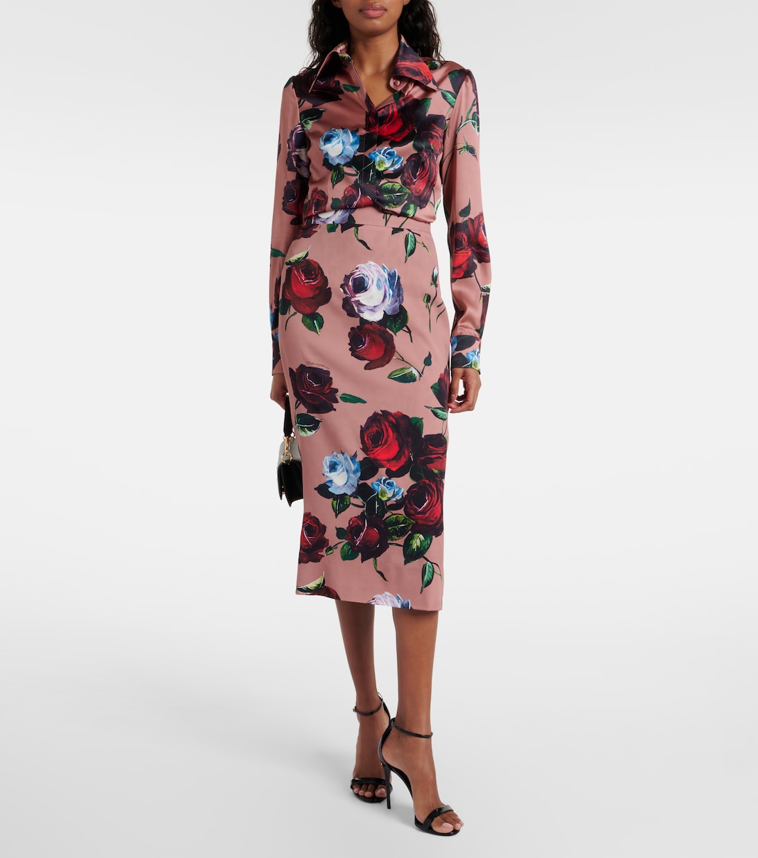 Gonna midi in charmeuse di misto seta | Dolce&Gabbana