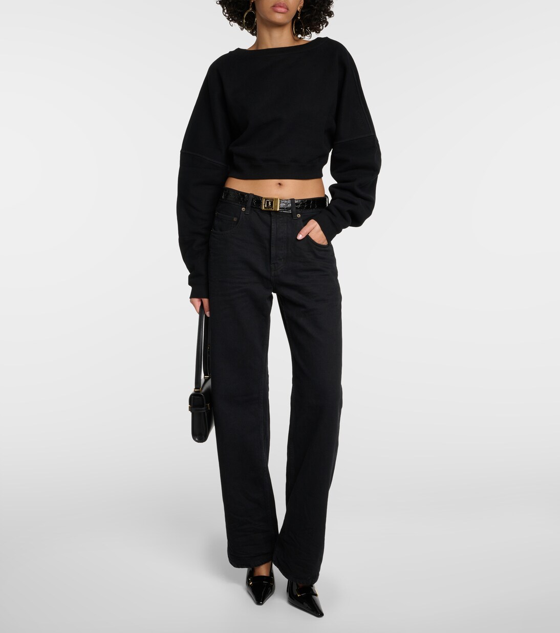 Sudadera Joven de Algodón con Bordado Saint Laurent, Corte Cropped