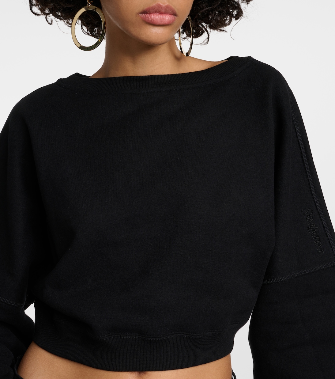 Sudadera Joven de Algodón con Bordado Saint Laurent, Corte Cropped