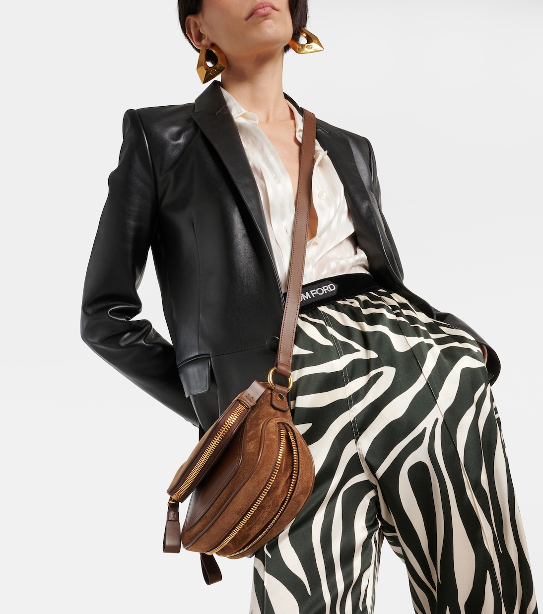 Borsa a tracolla in suede e pelle | Tom Ford