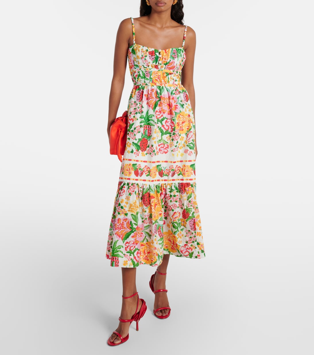 Vestido midi Floral Sketch de algodón | Farm Rio