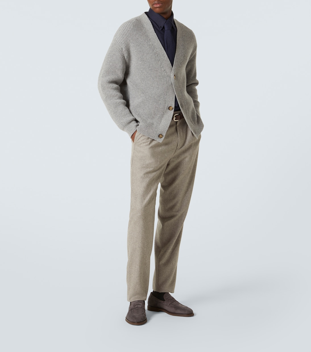 Virgin wool flannel straight pants | Brunello Cucinelli