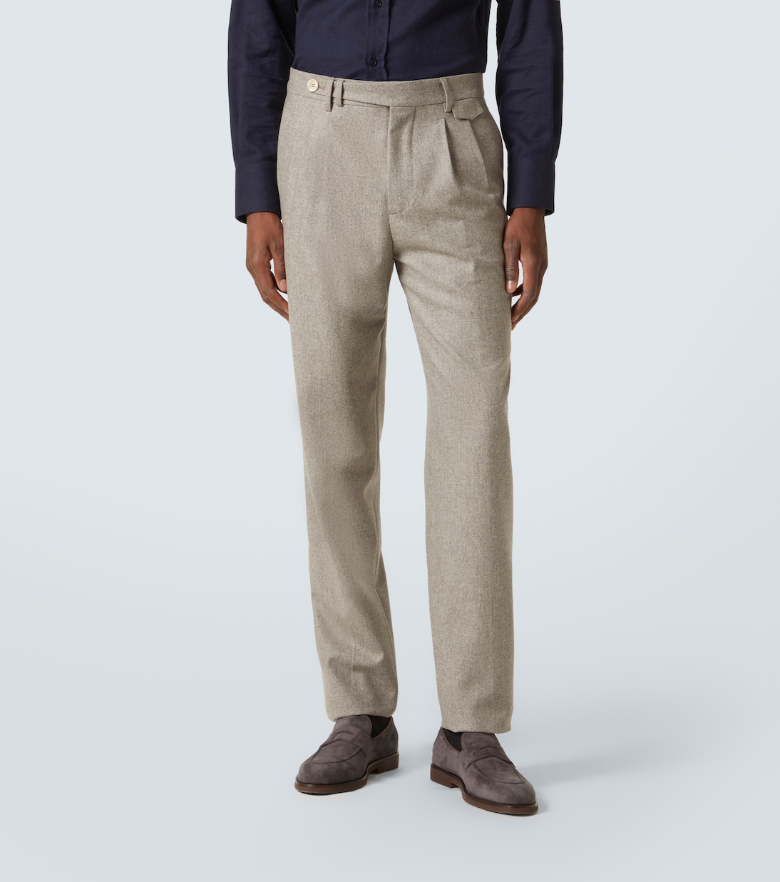 Virgin wool flannel straight pants | Brunello Cucinelli