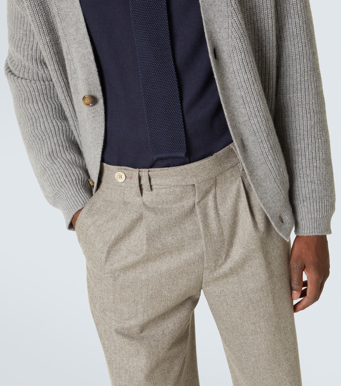 Virgin wool flannel straight pants | Brunello Cucinelli