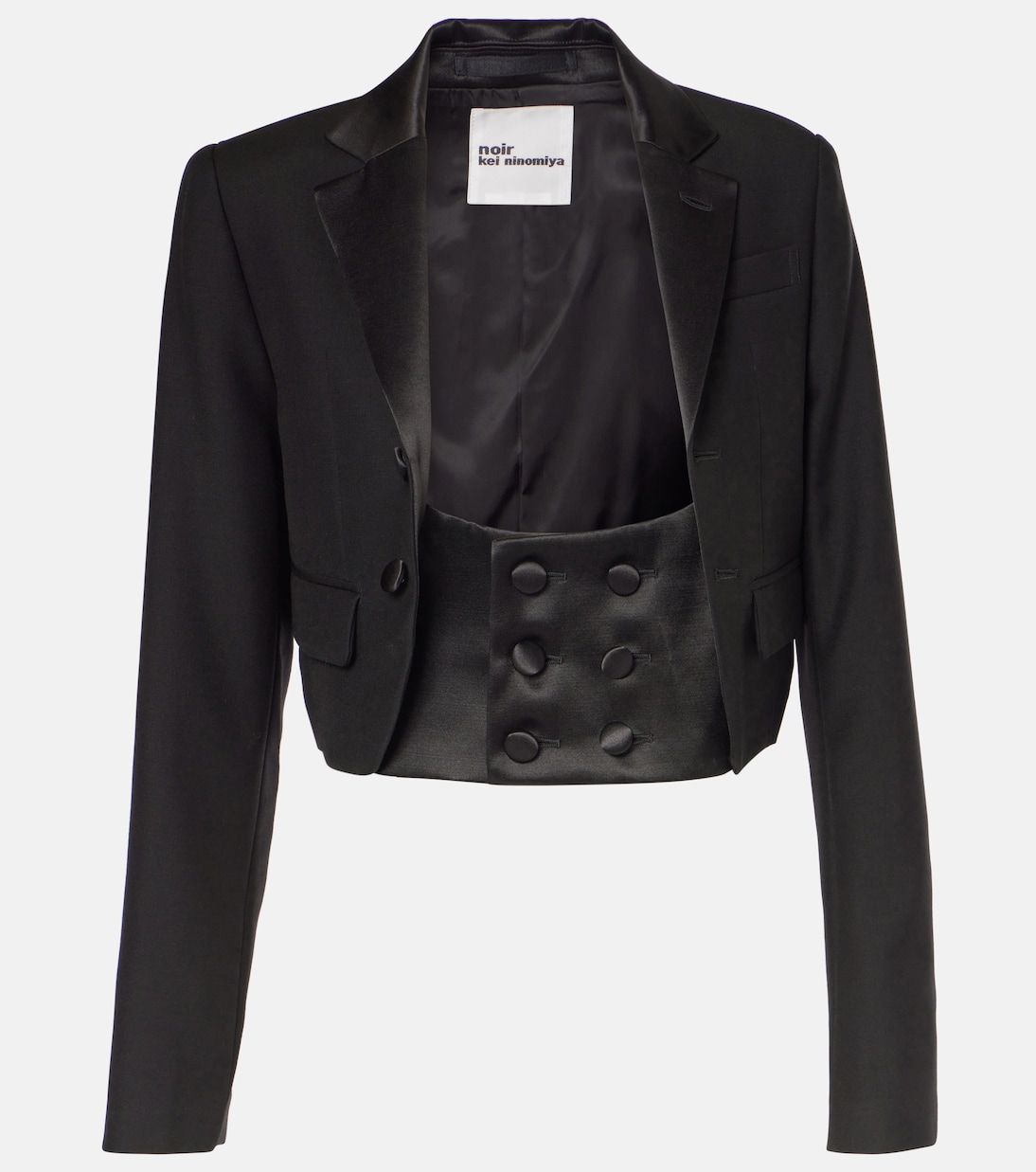 Veste raccourcie en laine, mohair et soie | Noir Kei Ninomiya