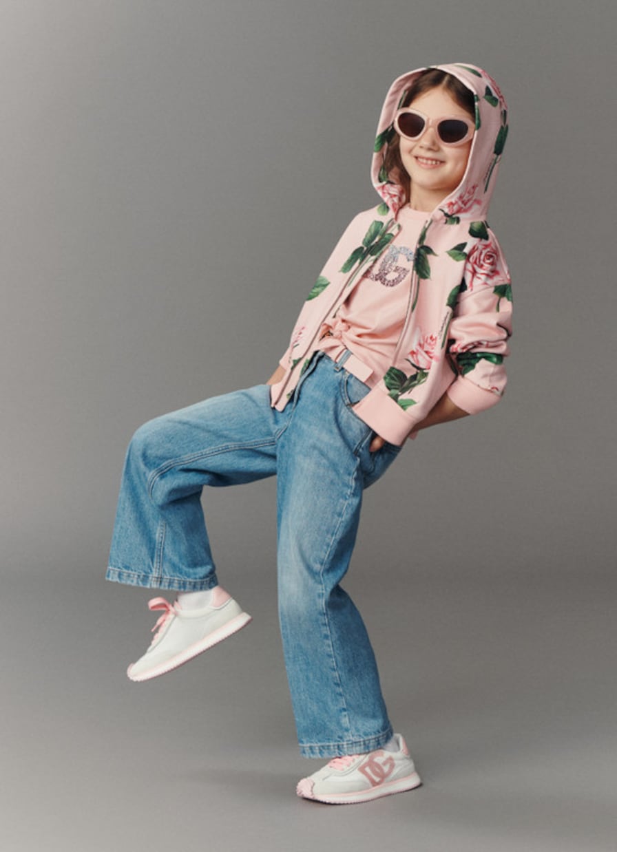 Felpa in jersey di cotone con stampa | Dolce&Gabbana Kids