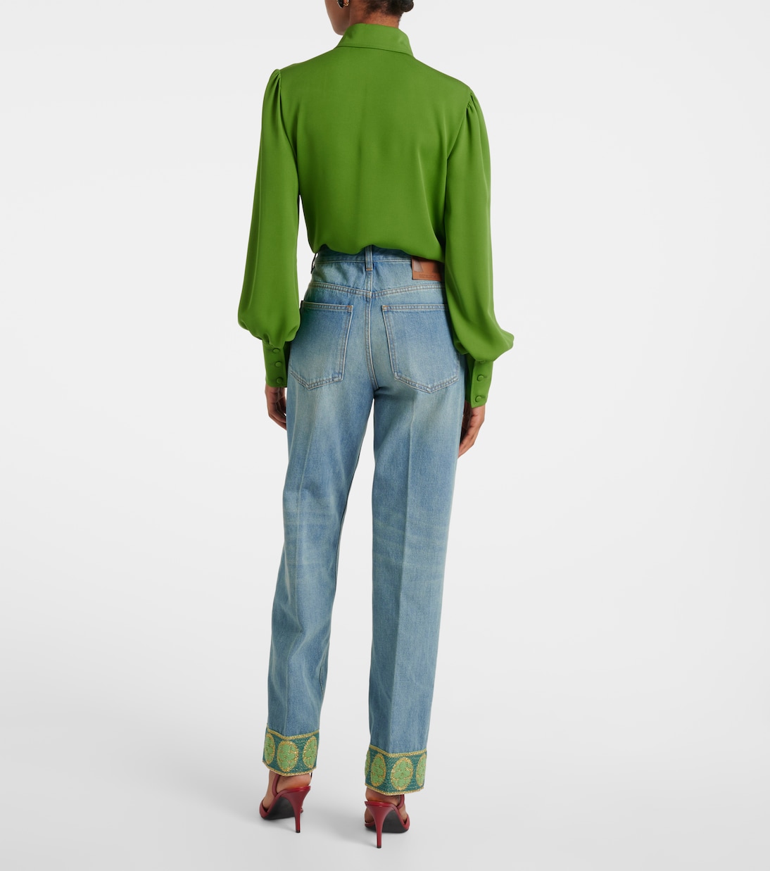 Jean droit à finitions en jacquard | Valentino