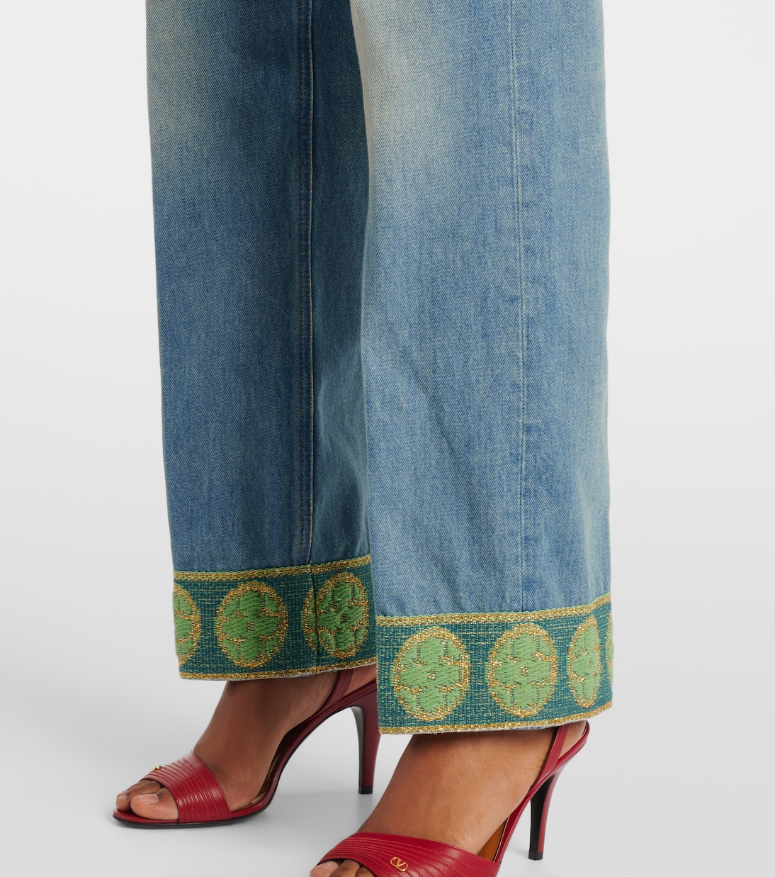 Jean droit à finitions en jacquard | Valentino