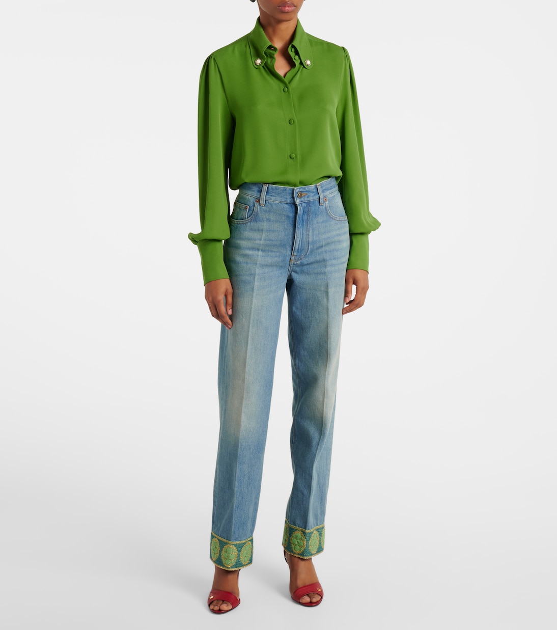 Jean droit à finitions en jacquard | Valentino