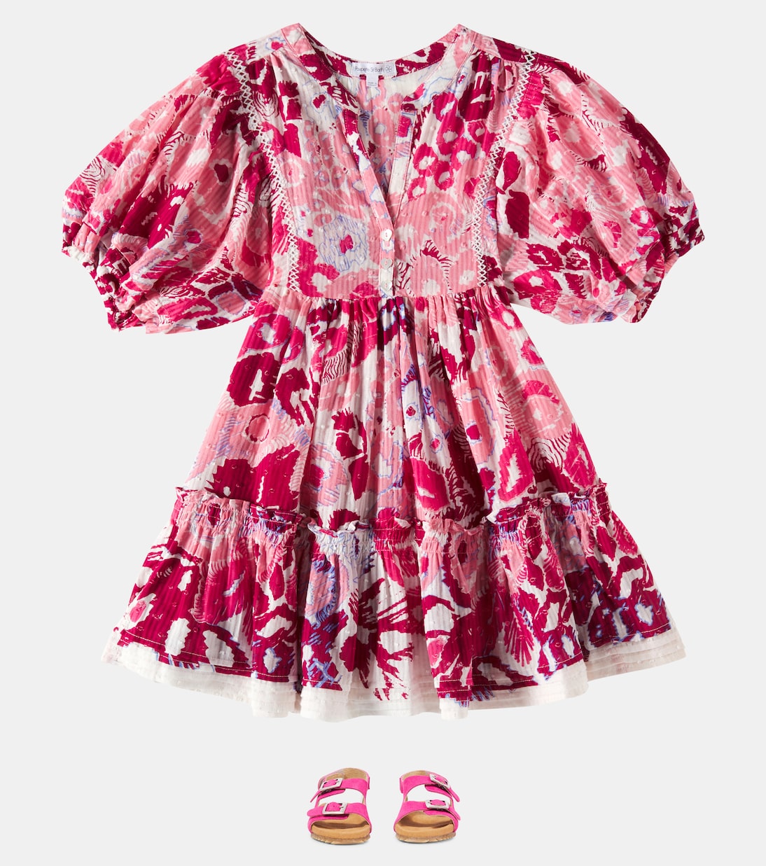 Abito Aria in cotone con volant | Poupette St Barth Kids