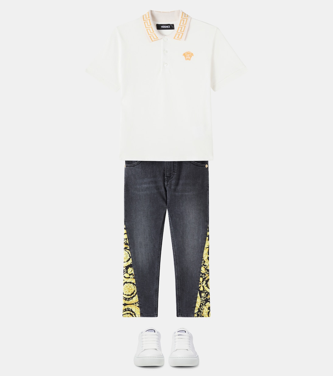 Polo Greca in piqué di cotone | Versace Kids