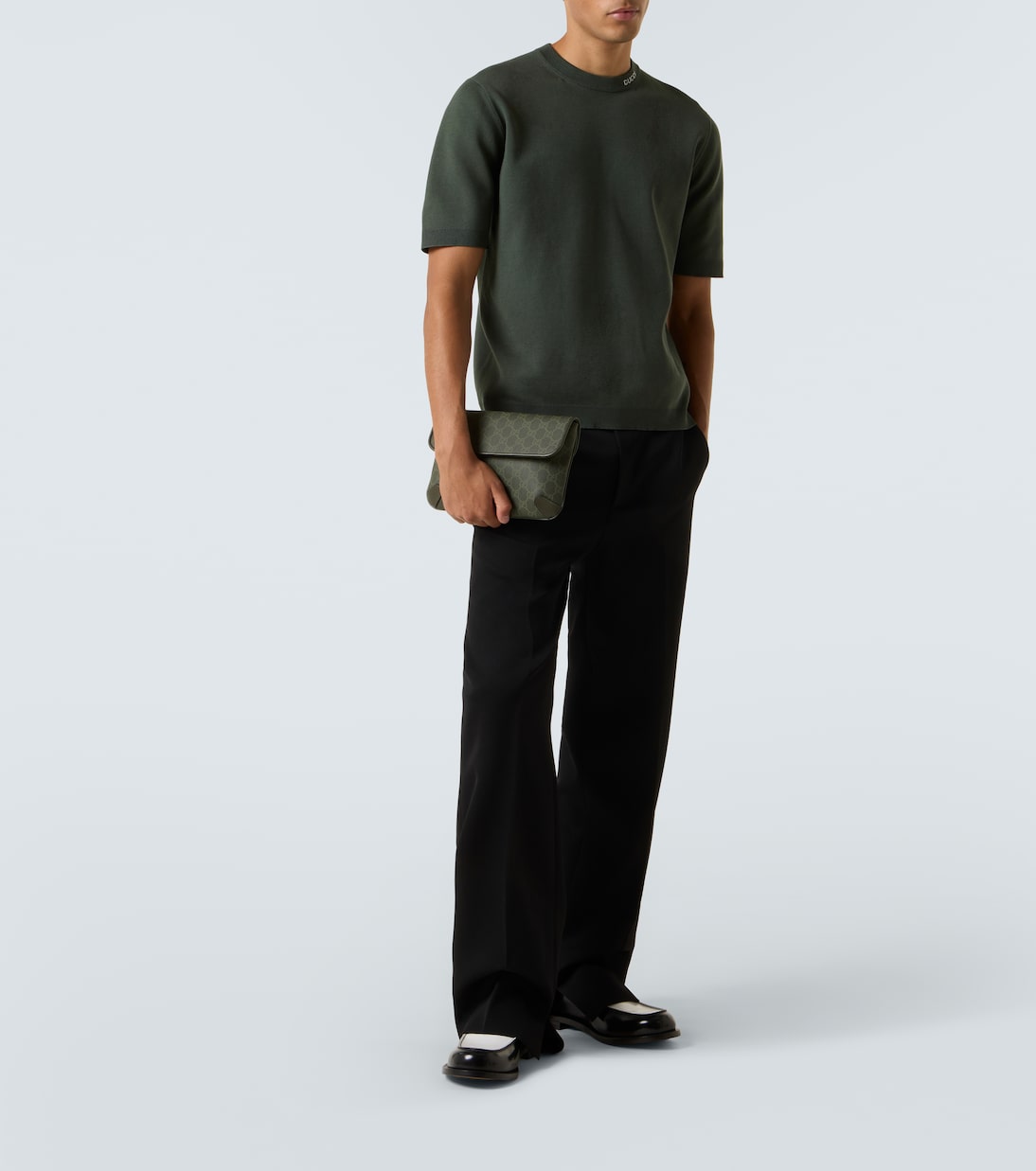 Riñonera Small de lona GG con piel | Gucci