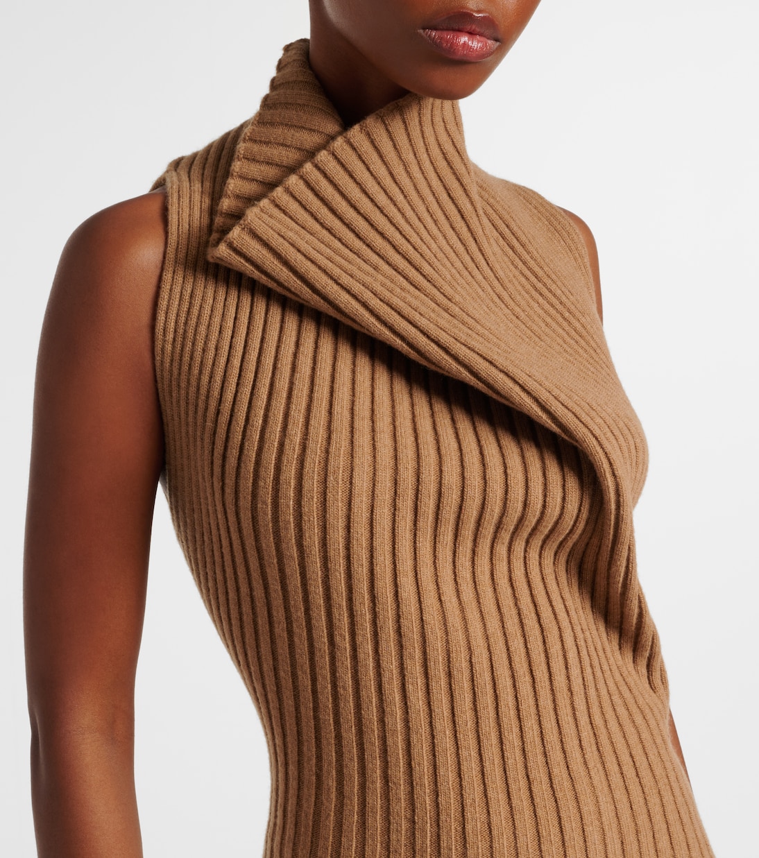 Draped ribbed-knit wool-blend midi dress | Victoria Beckham