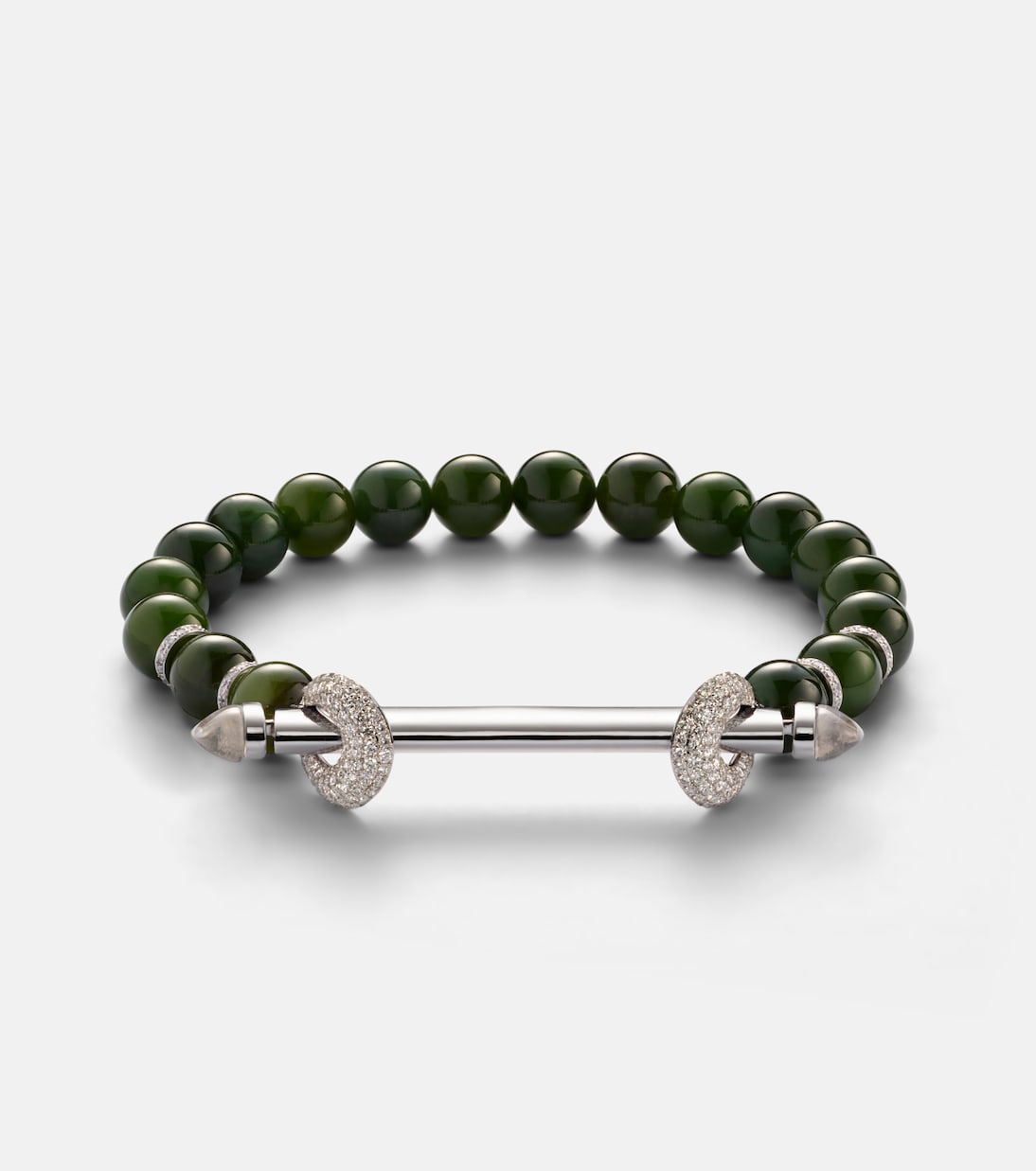 Armband Chakra aus Jade mit 18kt Weißgold,Diamanten und Quarz | Ananya