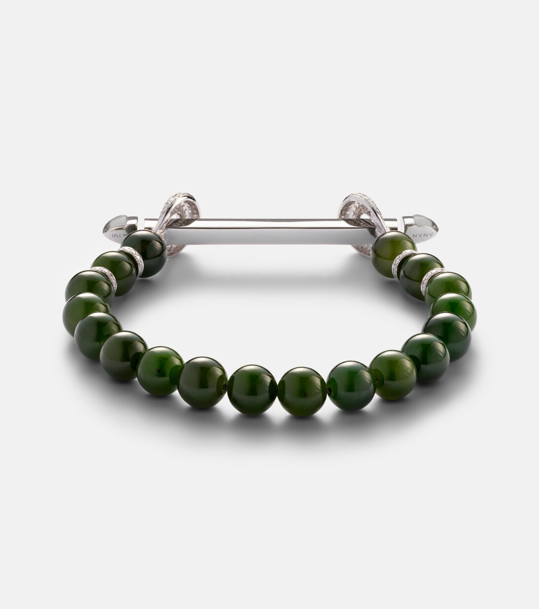 Armband Chakra aus Jade mit 18kt Weißgold,Diamanten und Quarz | Ananya